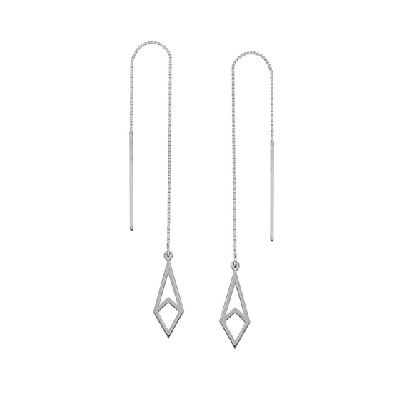 14K Solid Gold Harper Geometric Threader Earrings - Picture 2 of 3